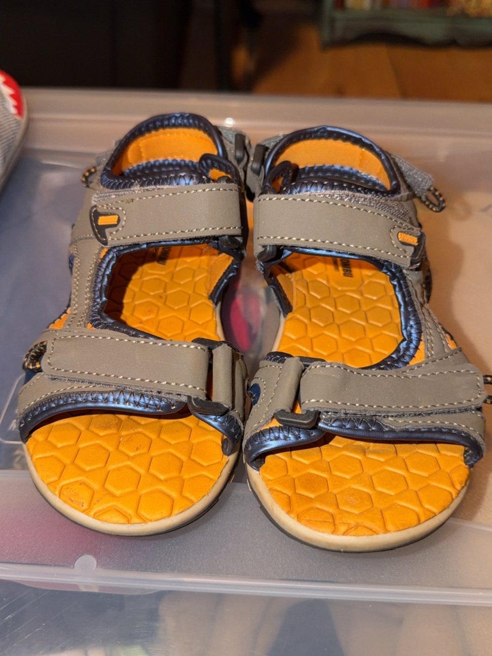 Khombu Gray and Orange Kids Active Sandals